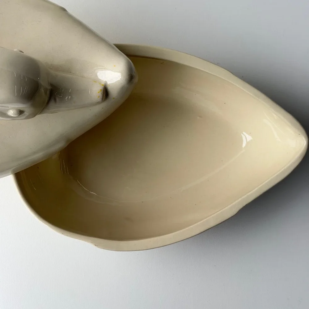 Vintage‎ Duck Tureen Covered Dish Cream Farmhouse Ceramic Cottagecore Country
